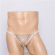 Men's thong with one strap sexy transparent bag gun bullet separation iron ring tassel lace physiological underwear men's sex toys white one size red