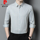 Pierre Cardin Heavyweight Mulberry Seide Langarmed Hemd für Männer High-End Business Casual No-Striped Striped Ice Seide Hemd für Männer /By901 Red Grid 165 /m [Gewicht 100-115jin [Jin gleich 0,5 kg]]]
