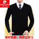 Pier Cardin Herbst- und Winterrunde Hals Pullover Herrenanzug Basis Strick Pullover Hühner Herzkragen Business Formale Tragen lässiger Herrenkleidung A30-3888 [v] Schwarz XL 175