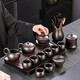Tangfeng Zisha Kung Fu Tea Set Home Light Luxury High-end Xishi Teapot Teacup Cover Bowl Office Tea Making Gift Set Qianchuan Changhei + Ziyun Xishi Pot 11 Heads + Pinsheng