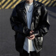
Zhaoxun Hebei Xinji leather jacket American retro motorcycle leather jacket men's spring and autumn street handsome leather jacket W9227 black L