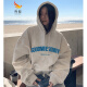 咚憬2025新款情侣装春秋装oversize卫衣女连帽宽松休闲百搭潮牌外套 H12173白灰色 S