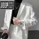 JEEP SPIRIT summer light mature style casual suit men's suit trendy yuppie handsome small suit embroidered street style jacket XZ14 white XL