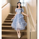 Vestido de noche azul de Libaixin 2025 NUEVO Estilo Banquete High-High Grain Student Art Exam Nicho Huff Skirt Women Blue Medium Longitud XL Sugerir 110-120Jin [Jin es igual a 0.5 kg]