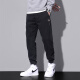 Pantalones informales de pájaros carpinteros Men sueltos sueltos de verano Nuevo estilo Harun Trendy Workwear Pantalones deportivos versátiles Hombres 9859 Negro más Velvet L