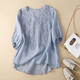 Vêtements d'été de coton zimu 2023 pour femmes, littéraire, polyvalent, lâche, rétro et à la mode, chemise à manches courtes, 6296 bleu M (recommandé 95-115 Jin [Jin est égal à 0,5 kg]))