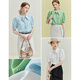 Fan Silan 23FS12596 French pointed collar short-sleeved shirt for women's summer new puff sleeves slimming top New leaf green XS