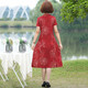 
Fuxi Mama Summer New Dress Imitation Silk Cheongsam Fashionable and Noble Middle-aged and Elderly Women's Summer Temperament Large Size Skirt 698 Red 3XL Recommended 120-135Jin [Jin equals 0.5 kg] Don't pick on body shape