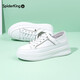 Spider King women's shoes genuine leather white shoes for women thick sole slimming and heightening squash cake shoes versatile casual travel shoes 12801T171 white 36 (230mm)