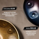 hluru [Luru Musical Instrument Factory] Hand disc 10-tone Phnom Penh Handpan Ethereal Drum Professional-level Percussion Instrument [Upgraded Nitride] Retro 10-tone + Bracket + Full Set