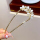 Zuoou U-shaped hairpin pearl hairpin metal leaf comb French style hairpin ball head fork comb hairpin U-shaped hairpin for women leaf style