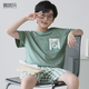 曼妮朵男童睡衣夏季新款短袖男孩纯棉儿童大童全棉薄款青少年家居服套装 N6621【双短】 160 M码建议155-160cm