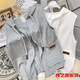 La nueva sudadera con chaleco sin mangas de Van Zhesha para la primavera, la chaqueta de cárdigan con capucha de las mujeres, estilo coreano, el chaleco con cremallera con cremallera 841 Grey Vertical Horse Clip M 165