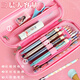 
Stationery Primary school student pencil bag girl quicksand mermaid pencil case kindergarten children transparent large capacity double-layer pencil case simple cute ins creative pencil bag pink mermaid 3899A