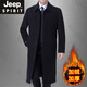 Jeep Spirit Long Wool Plush Chop para hombres sobre la rodilla Otoño e Invierno Ropa para personas de mediana edad y ancianos además de la gabardina de lana en terciopelo para hombres Long Navy Azul (sin terciopelo agregado en primavera y otoño) M 170 sugiere 100-125 Jin [Jin equivale a 0.5 kg]