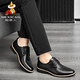 Scarecrow leather shoes men's business casual shoes men's formal shoes derby shoes British comfortable versatile wear-resistant flat bottom D16205 black 42