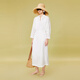 LESS summer solid color design sense flat embroidered long-sleeved dress simple white V-neck temperament dress 2O6G21760 100 white S