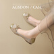 
Agsdon single shoes for women in autumn new style Chinese style retro bow beans shoes shallow mouth flat sole scoop shoes P543019 gold 38