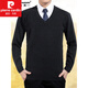 Pier Cardin Herbst- und Winterrunde Hals Pullover Herrenanzug Basis Strick Pullover Hühner Herzkragen Business Formale Tragen lässiger Herrenkleidung A30-3888 [v] Schwarz XL 175