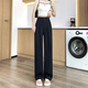 Jingluo schmale Version Eisseide Weitbein Hose für Frauen Sommer dünne hohe Taille Drape gerade-leg-Anzughose für Frauen lockere schlanke Freizeithosen YMS9221 Milchbraun (normaler Stil) 3xl
