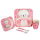 Zhuoli Zhuoli cartoon bamboo fiber children's tableware set with partition dining plate for home use baby baby food cute bowl and spoon pink cat bamboo fiber tableware five-piece set