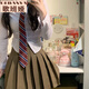 
Gebanya College Style JK Uniform Waist Long Sleeve Shirt Female Sexy Slim Design Top Autumn Set Long Sleeve Top + Black Skirt ++ Red Stripe Tie S