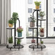 Eisen Phoenix Eisenkunst Blumenregal im Innenraum Wohnzimmer mehrschichtige Marmorblumenkupplungsbalkon aus Einfacher bodenhöflicher Haushaltsablagerung Rack N (4-Schicht) Blumenregal Weiß Marmor + Gold Rack (mit Rädern)