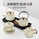 Qixuanyuan tea set, tea tray set, household small set, one pot, two or four cups, ceramic tea drinking teapot, Kung Fu tea cup, pillow moon rectangular tea tray + Ge Kiln teapot 2 cups
