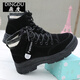 Chaussures en coton pour femmes en hiver Nouvelles chaussures à la mode plus en velours chauds Martin pour les chaussures hautes pour femmes pour femmes bottes de neige à semelle épaisse Q3519 plus coton - Black Standard Taille 38