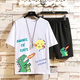 
Boledi short-sleeved T-shirt boy 12-15 years old junior and senior high school students 13 summer pure cotton clothes 18 handsome men's suit TZ679 blue (short-sleeved + shorts) 155 XS (50-85Jin [Jin equals about 0.5 kg])