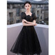 Seidler black little evening dress for women's banquet, light luxury niche high-end birthday and adult ceremony dress black XXL (recommended 126-135 Jin Jin equals 0.5 kg)