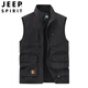JEEP SPIRIT vest men's new 2022 spring and autumn thin large size multi-pocket vest outdoor work vest quick-drying vest for men 677 Khaki M