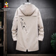Scarecrow (MEXICAN) windbreaker men's autumn Korean style trendy camouflage workwear hooded jacket mid-length top men's khaki. M