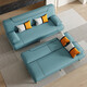 Huiyue (no) multi-functional sofa bed for sitting and sleeping, foldable single bed, double bed, simple sofa for living room, small apartment, cat scratch leather, light blue, colorful sponge style, 1.8 meters long