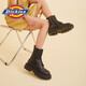 Dickies Martin Stiefel für Frauen Frühling neuer Schnüre-up-Zipper Klassiker glänzend 8-lohle britische Stiefel Arbeitsstil Helldicke Sohle schwarz 38 (Frauen)