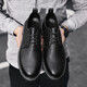
LWOK new casual leather shoes fashionable men's shoes Korean version men's business shoes men's formal shoes versatile flat shoes trendy shoes 9920 black 41