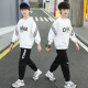 Venetutu boys suit spring and autumn 2022 spring new Korean version medium and large children's suit sweatshirt trousers boys casual sports student two-piece set 3-15 years old trendy black 150 size recommended height around 140 cm