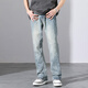 
Jeans men's American high street retro denim 2025 spring and summer new trendy brand straight-tight light casual long trousers 9901 blue 3XL