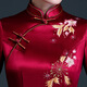 Meifuna cheongsam Chinese style autumn and winter new style high-end mother-in-law wedding banquet embroidered cheongsam wedding mother dress for women burgundy 2XL