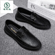 Zapatos de gorro de carpintero de carpintero Autumn and Winter Fashion Shoes de cuero zapatos casuales de hombres British Lazy Trend Zapatos versátiles para hombres 882 Negro 39