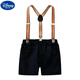 
Disney (Disney) children's suit handsome boys' dress British spring and summer shirt overalls flower boy's birthday suit summer suit, bow tie removable, crotch with snap button 90 feet (recommended height 80-85)