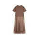 
Jiangnan Buyi (JNBY) [same style in the mall] 24 autumn and winter new dress with round neck A-shaped short sleeve temperament elegant 5O7G15780 216/wax pink camel color 216 M