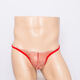 Guiruo men's sexy underwear ultra-thin transparent ice ribbon thong set breathable teasing sex toy red