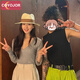 COYOJOR Xiyaojia Zhao Lusi same style sunshade hat women's summer new style beach white Panama top hat sun hat cowboy hat men black adjustable