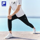 斐乐（FILA）官方男子针织高弹力凉感裤夏基础简约收口运动健身长裤 深黑-BK L