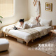 Genji wooden solid wood bed Japanese-style double bed low bunk without bedside bedroom small apartment solid wood color beech 1.5*2.0m