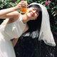 Jingli Jingda veil and marriage marriage bride headdress photo confession registration puffy yarn decoration white veil children's veil proposal veil - hairpin style