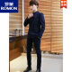 罗蒙（ROMON）男士中国风西服套装青年中山装夹克外套修身西装男士搭配帅气一套 单件黑色 XL122-132斤左右