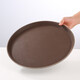 Zhenxi large tray rectangular round tray non-slip tea tray plastic tray hotel serving tray food serving tray PP round tray brown 35cm