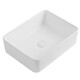 OUBBJIE (OUBBJIE) Arbeitsplatte Basin Basin Basin großer Square Basin Keramikwaschbecken kleines Waschbecken Seitenabfluss 674 (480*370*130) Becken + Keramikabfluss + weiß rotierende heiße und kalte Wasserhahn